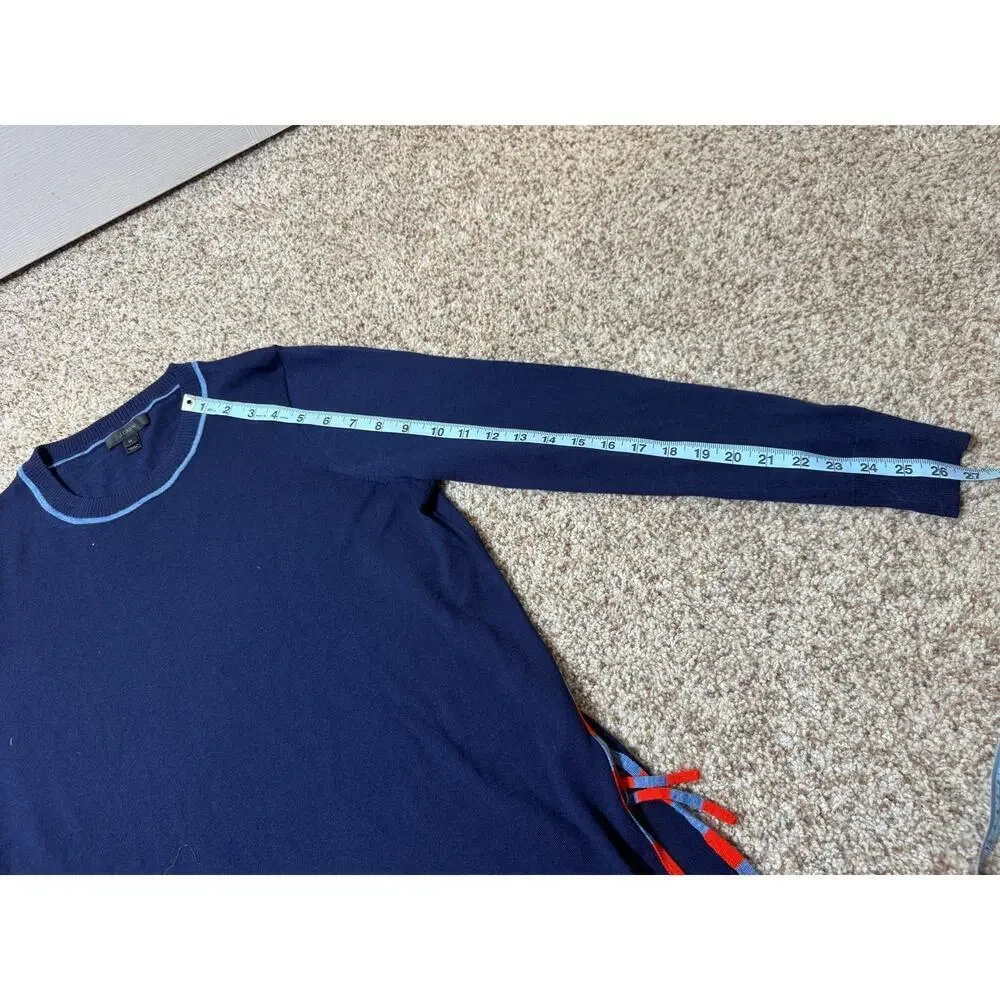 J. CREW Navy Blue, Side tie sweater, Size Medium, 100% Merino Wool